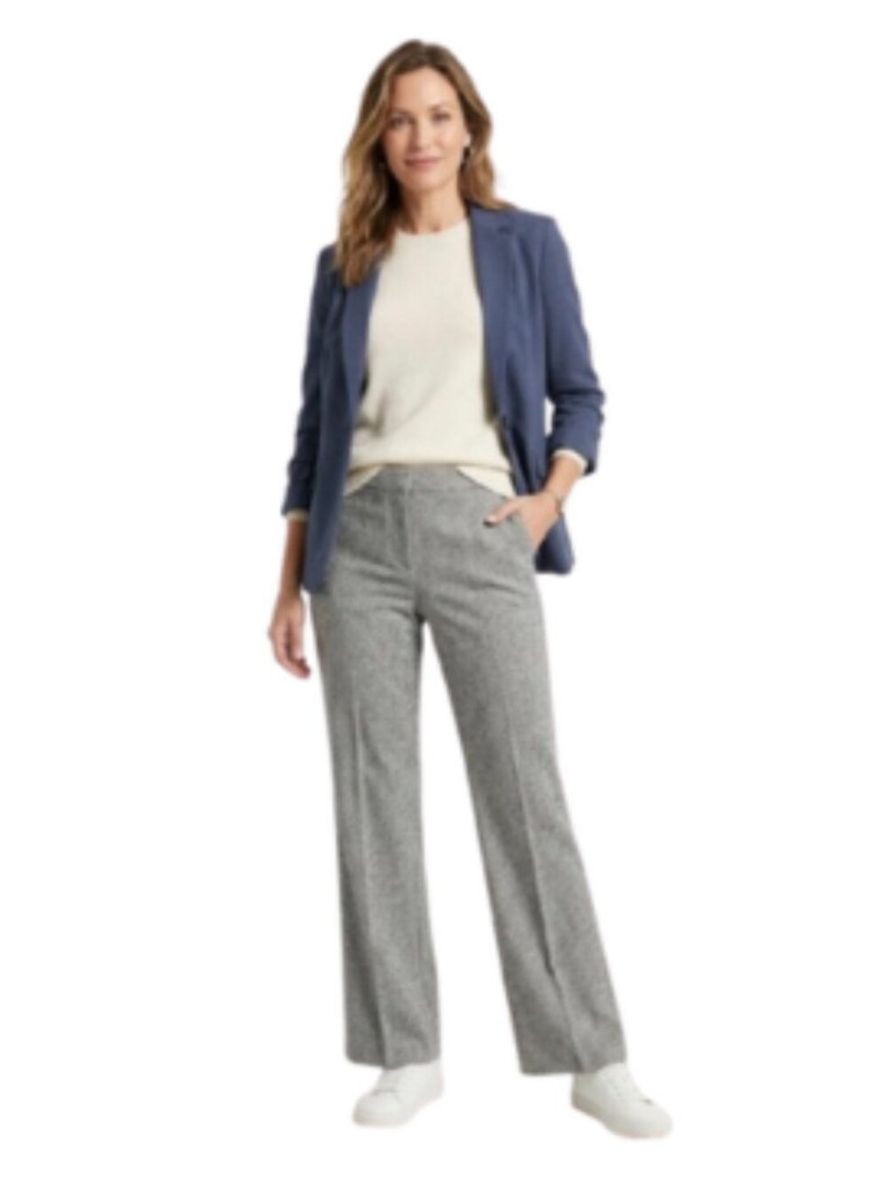 Chico’s Gray Tweed Wide Leg Trouser Pants High Rise Stretch, 1.5 (Chico), US 10